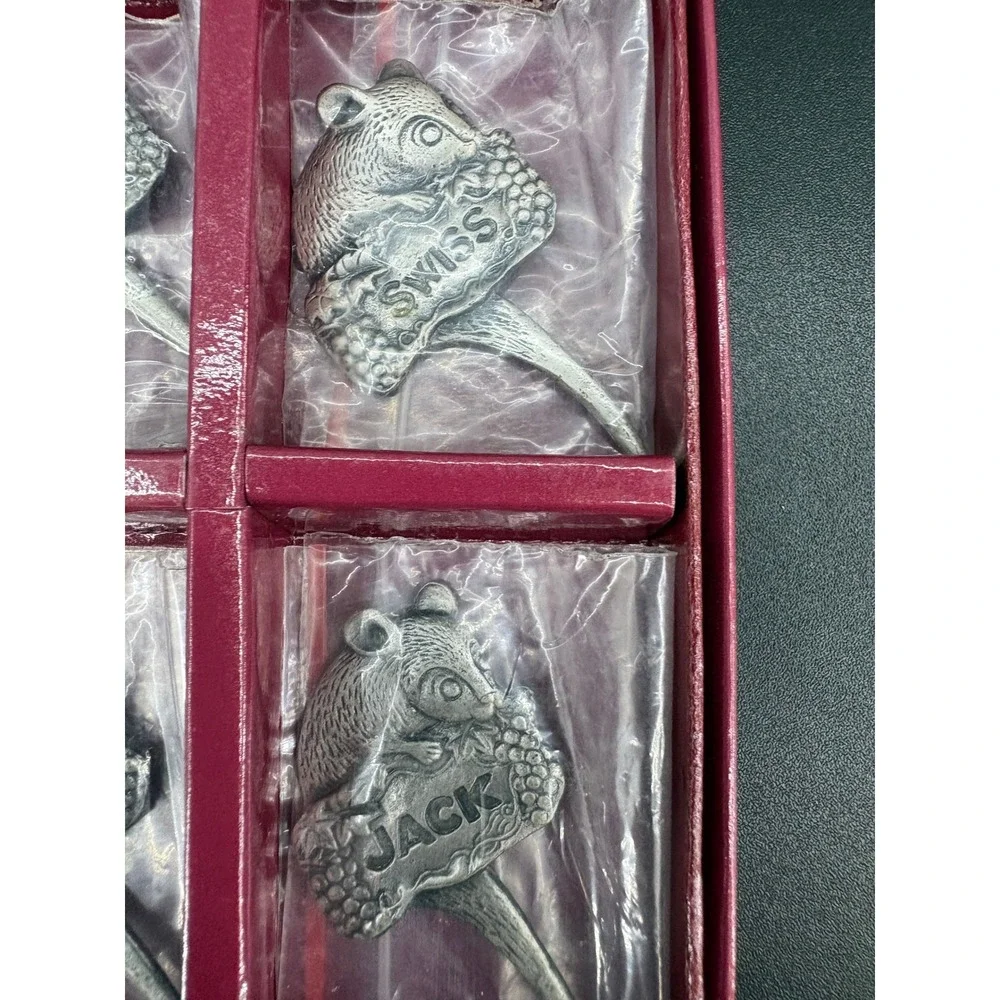 Arthur Court Mouse Cheese Markers Set of 8 Aluminum Vintage 4-244 Grapes Mice